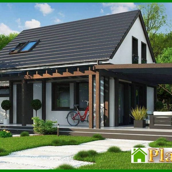 886. The project of a compact house on 104 square meters. m with a mansard on three bedrooms