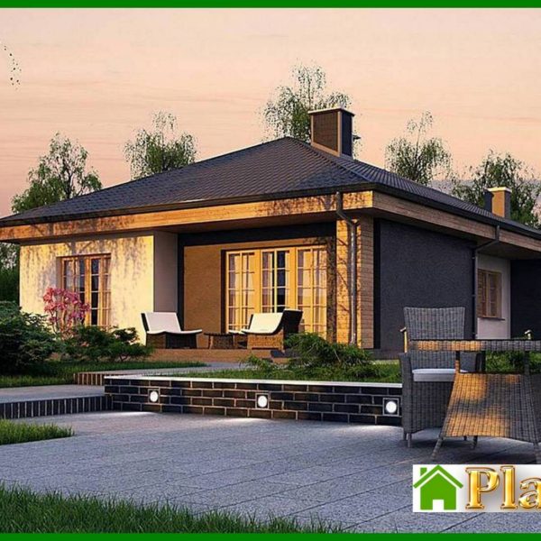 895. The project of a one-story house with an area of ​​120 square meters. m, decorated with artificial stone