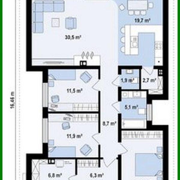 895. The project of a one-story house with an area of ​​120 square meters. m, decorated with artificial stone