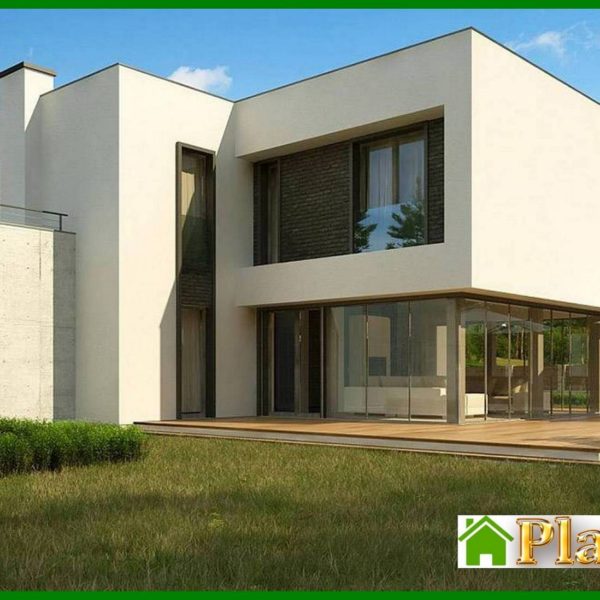 898. Plan of a modern mansion with an area of ​​283 square meters. m with an attached garage for two cars