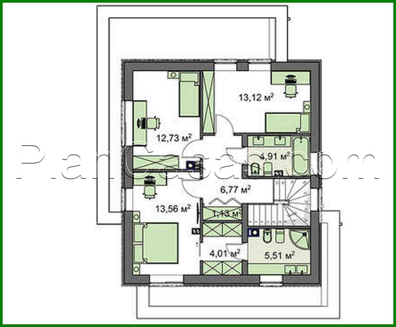 899. Project of a two-story cottage on 133 square meters. m with four bedrooms and three bathrooms