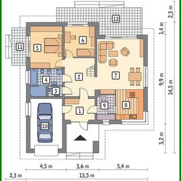 910. Stylish one-storey house with an attic