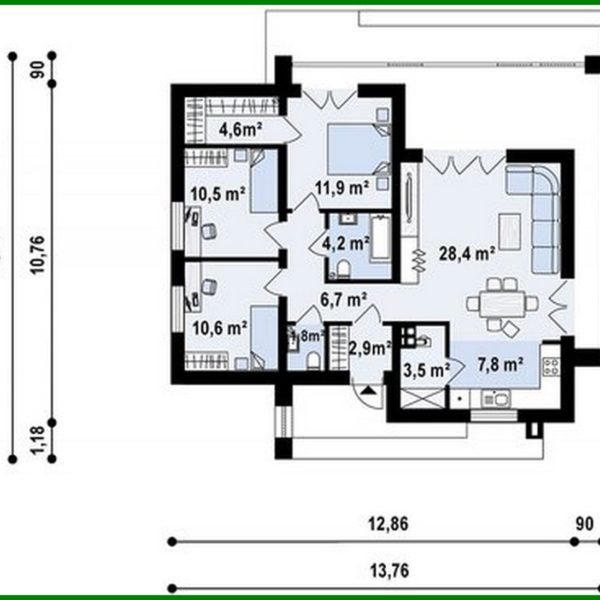 923. Small one-story cottage with a flat roof