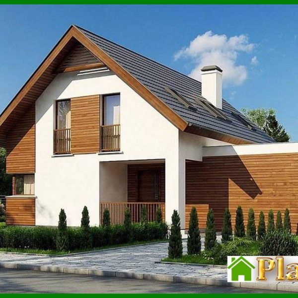 929. The project of a classic two-story cottage with a garage for two cars with an area of ​​more than 150 m²