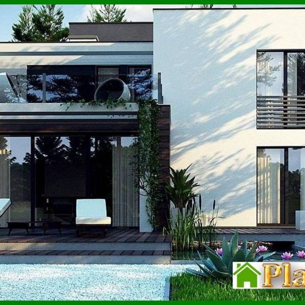 930. Modern two-story cottage with a terrace on the second floor