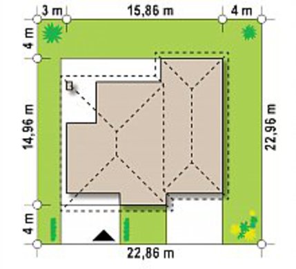 934. House project with a garage in the basement