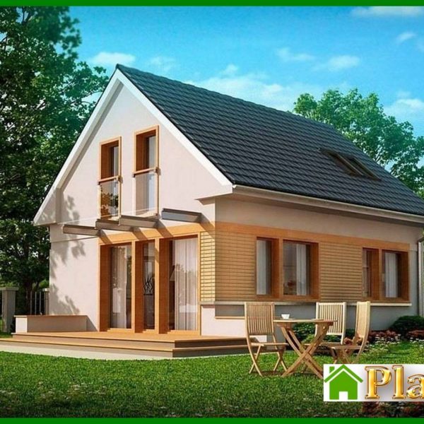 948. The project of a cottage with an attic 7 on 9 in a classic style