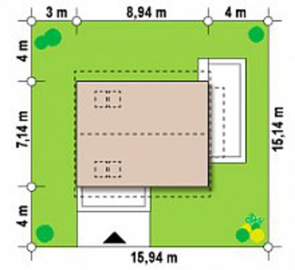 948. The project of a cottage with an attic 7 on 9 in a classic style