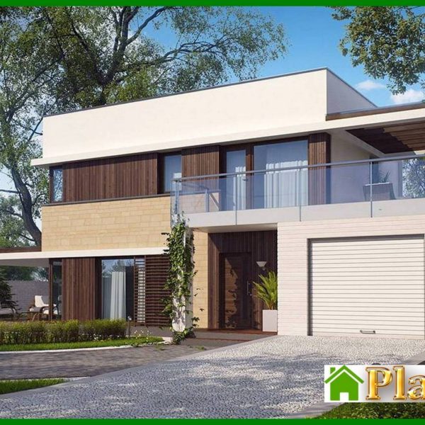 954. Two-story cottage with a flat roof