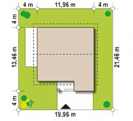 960. The classic project of a country estate with an attic and a garage