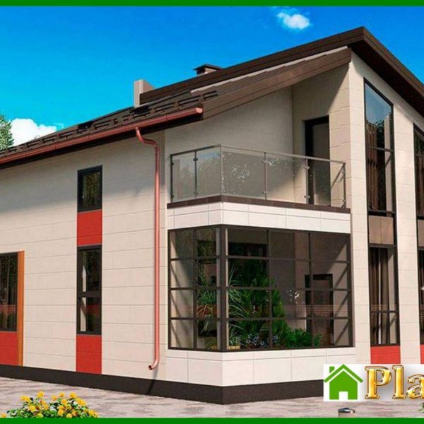 961. The project of a cozy cottage with large windows