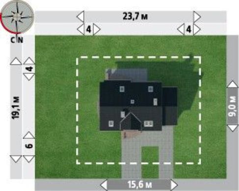 964. The project of a mansard with an attic for a narrow plot with dimensions 9 to 15