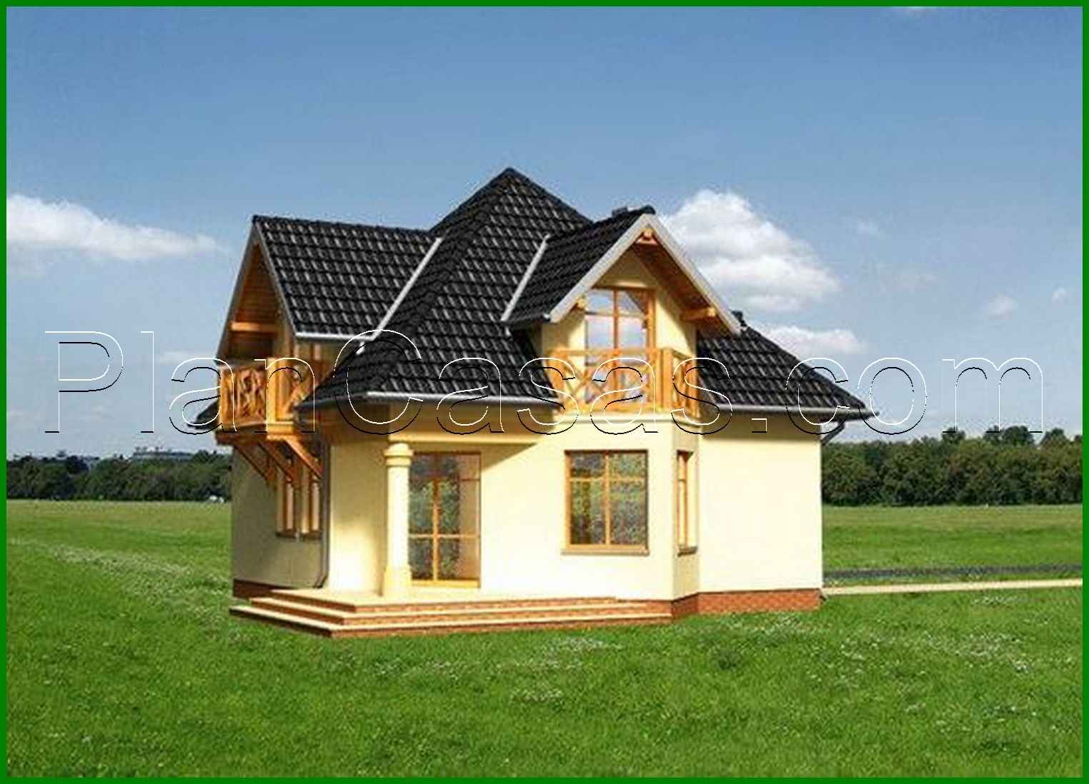 974. Amazing cottage under the roof of complex shape