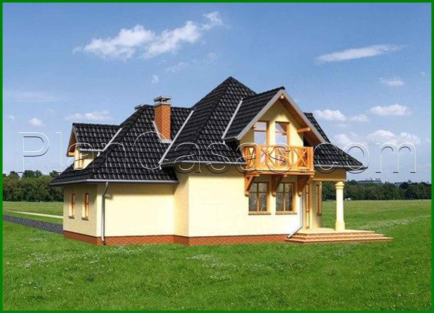 974. Amazing cottage under the roof of complex shape