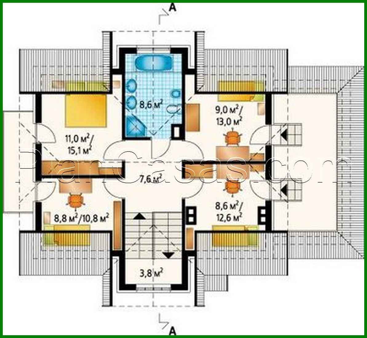 975. A project of an interesting attic house with an attached garage