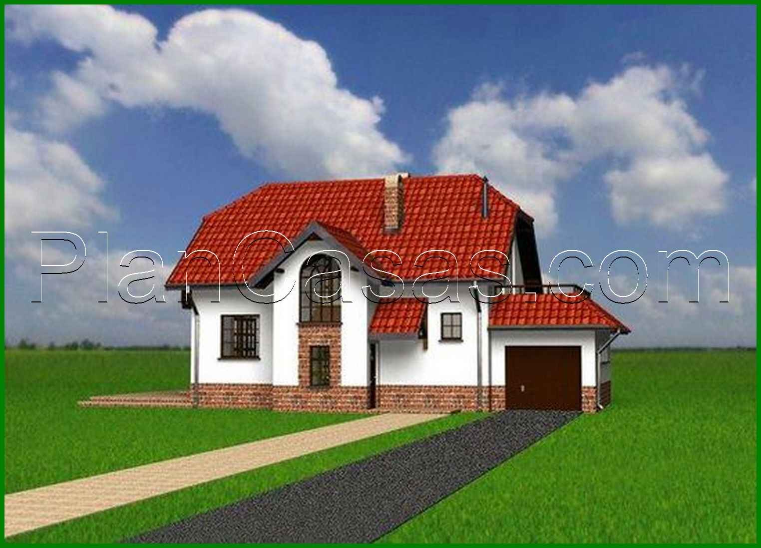 975. A project of an interesting attic house with an attached garage