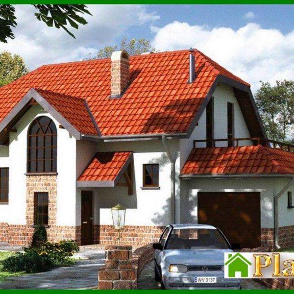 975. A project of an interesting attic house with an attached garage