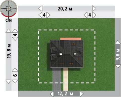 980. Two-story residential building with a separate kitchen