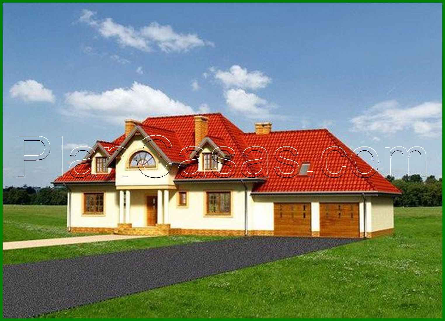 984. The project of a huge country cottage with a garage for two cars