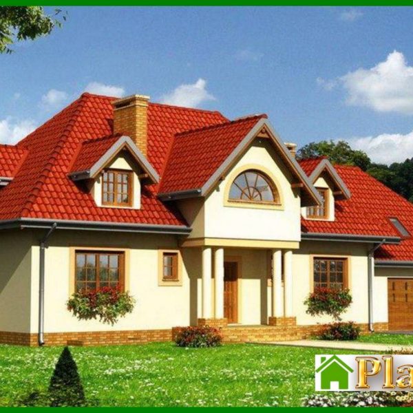 984. The project of a huge country cottage with a garage for two cars