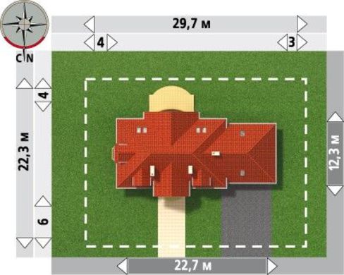 984. The project of a huge country cottage with a garage for two cars