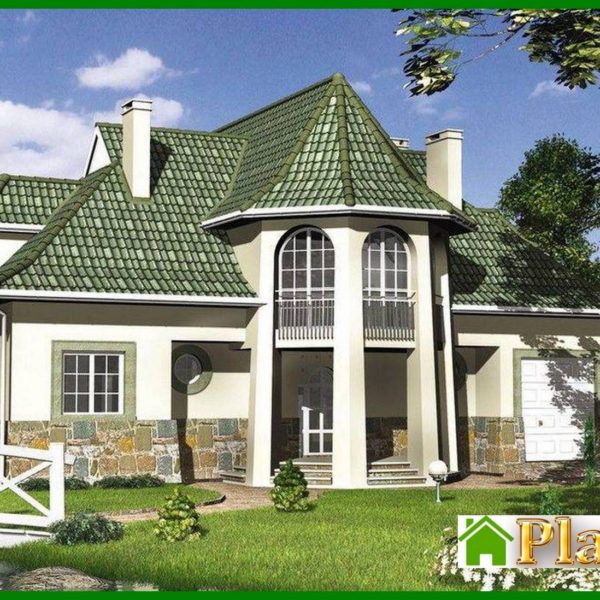 985. Nice project of a house with a porch in the form of a tower