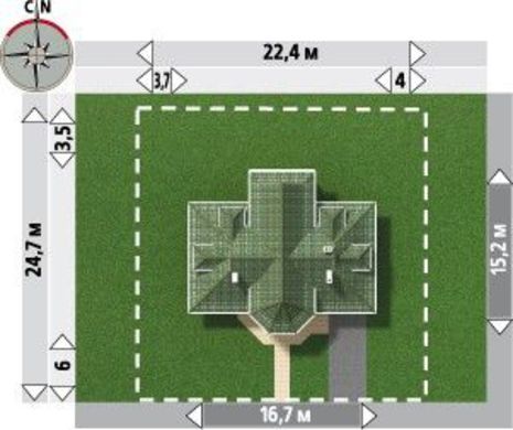 985. Nice project of a house with a porch in the form of a tower
